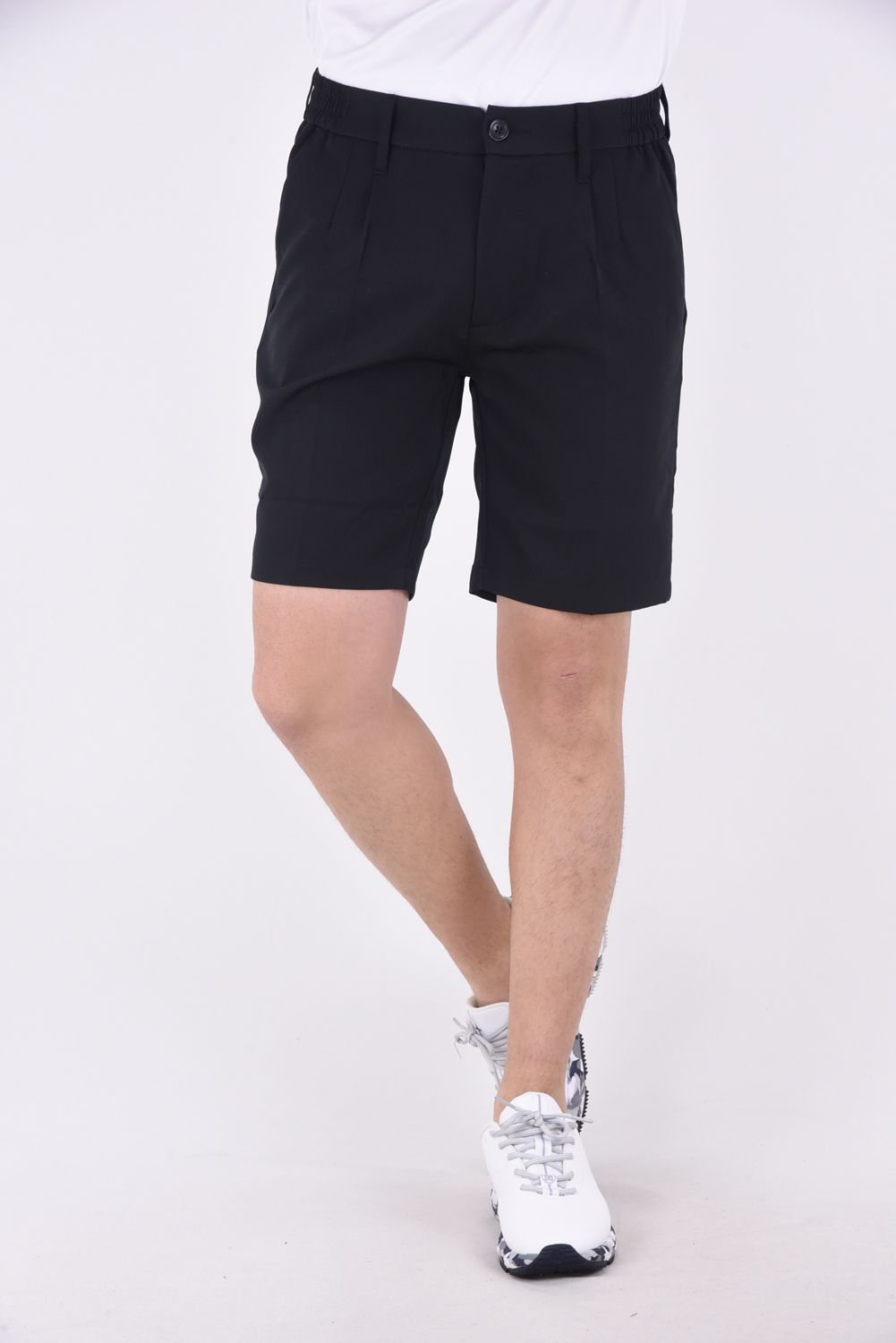 BASIC LOGO SHORT PANTS / ベーシック ロゴ ストレッチ ショートパンツ (ブラック)