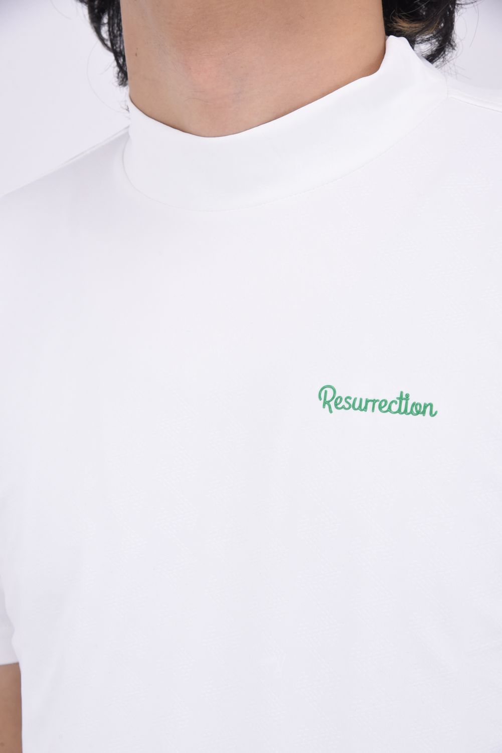 【25SS】MENS GM EMBOSS MOCK NECK / オリジナルテキスタイル モックネックTシャツ (ホワイト)