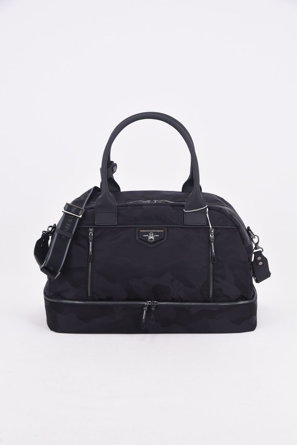 PREMIUM GAUGE BOSTON BAG / コーデュラナイロン レザーパイピング オリジナルカモジャカード ボストンバッグ (ブラック)