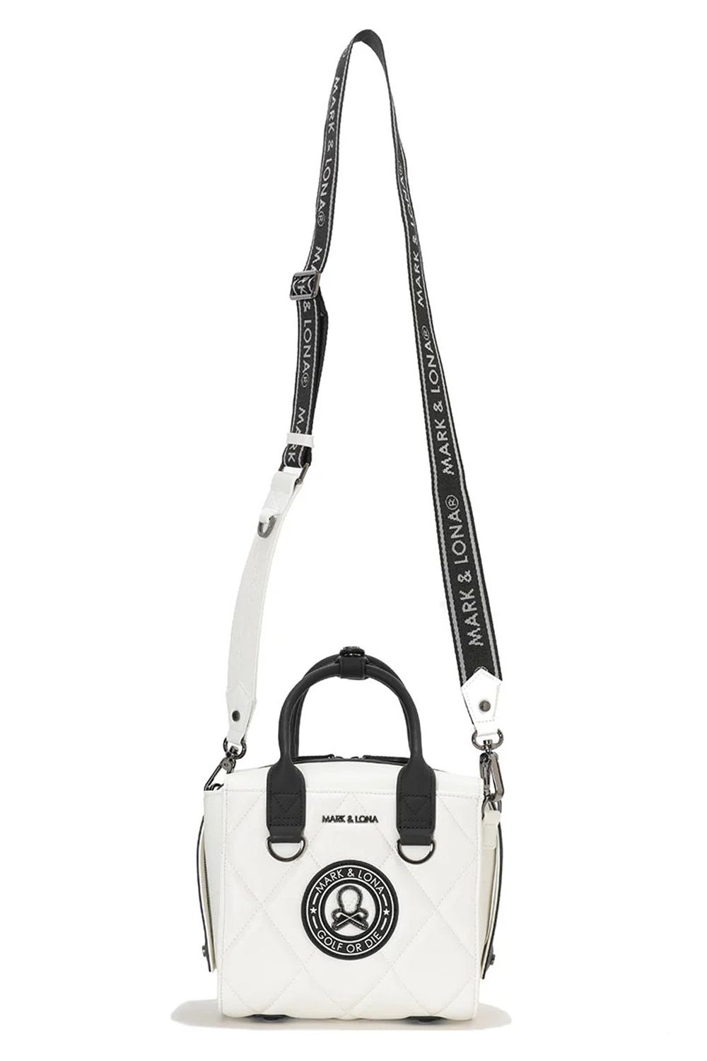 ETERNAL QUILTED BOX BAG / シンセティックレザー サークルスカル キルティング カートバッグ (ホワイト)