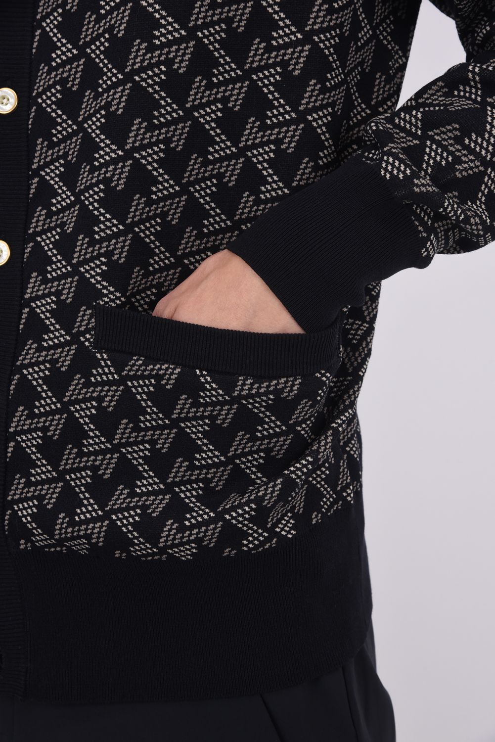 【25AW】 GM JACQUARD KNIT CARDIGAN / GMジャガード ニットカーディガン (ブラック)*