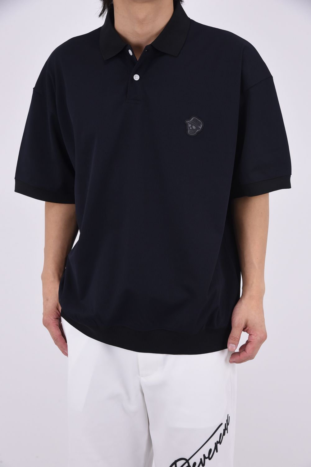 【26SS】 DVG TECH-SKULL CADDIE POLO / スカルロゴ ポロシャツ (ブラック)