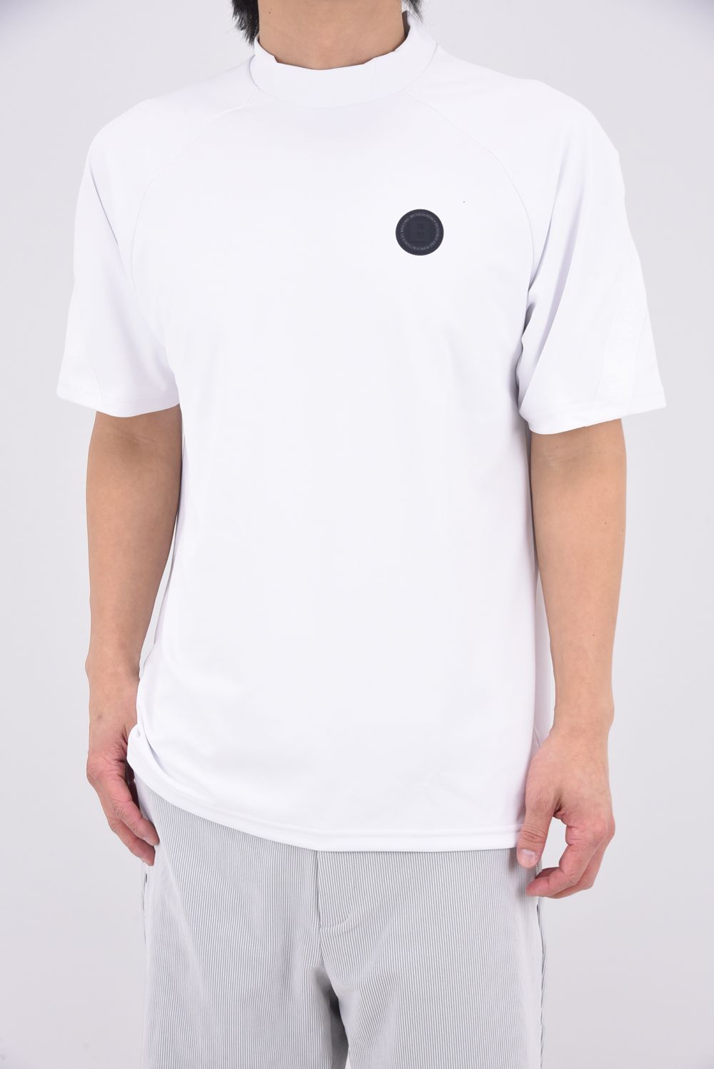 【26SS】 CE MEN’S BACK LOGO LINE HIGHNECK RF / ロゴテープ リラックスフィット モックネックTシャツ (ホワイト)