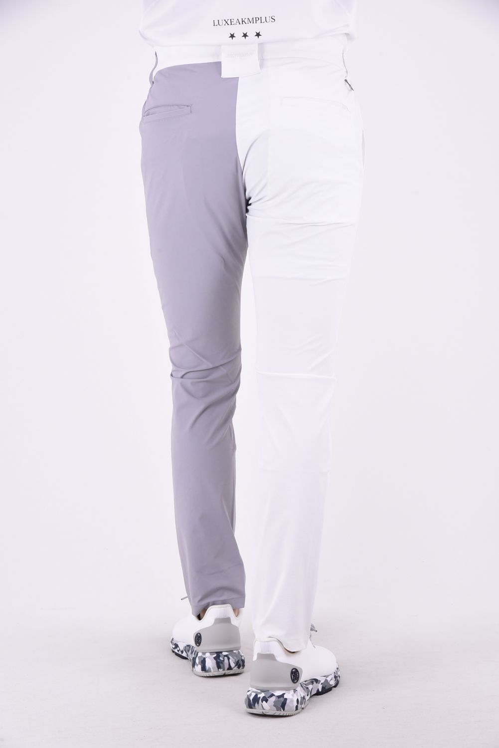 BICOLOR LONG PANTS / バイカラー ナイロンストレッチ スリムフィット ロングパンツ ホワイト