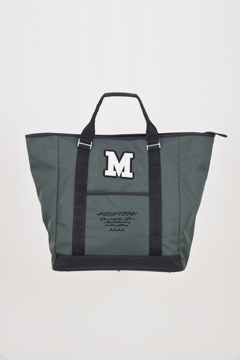 BIG TOTE BAG / ナイロン ビッグロゴ BIGトートバッグ (ショルダーストラップ付き) (グリーン)