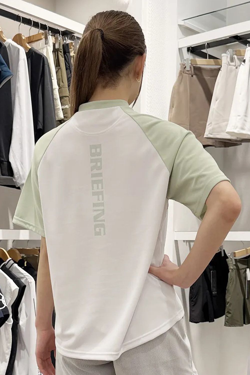 【26SS】【レディース】 WOMEN’S BI-COLOR HIGHNECK RF / バイカラー リラックスフィット ハイネックTシャツ (セージグリーン)
