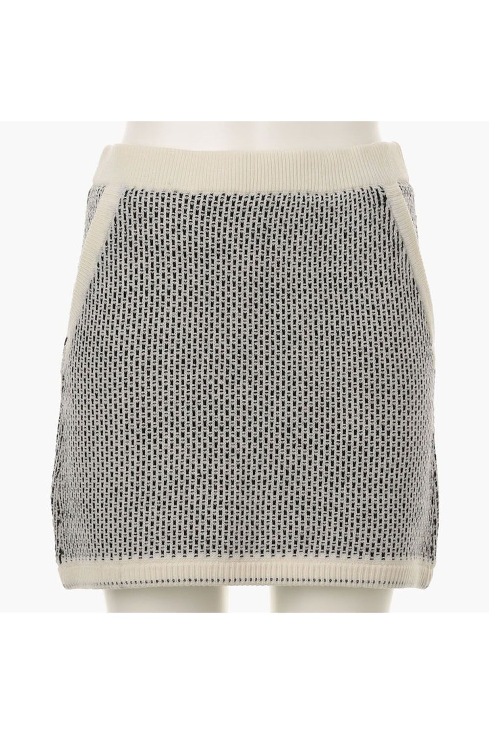 【レディース】 WOMEN'S MERINO WOOL LOGO KNIT SKIRT / カレッジスウェット風 メリノウール スカート (ホワイト)