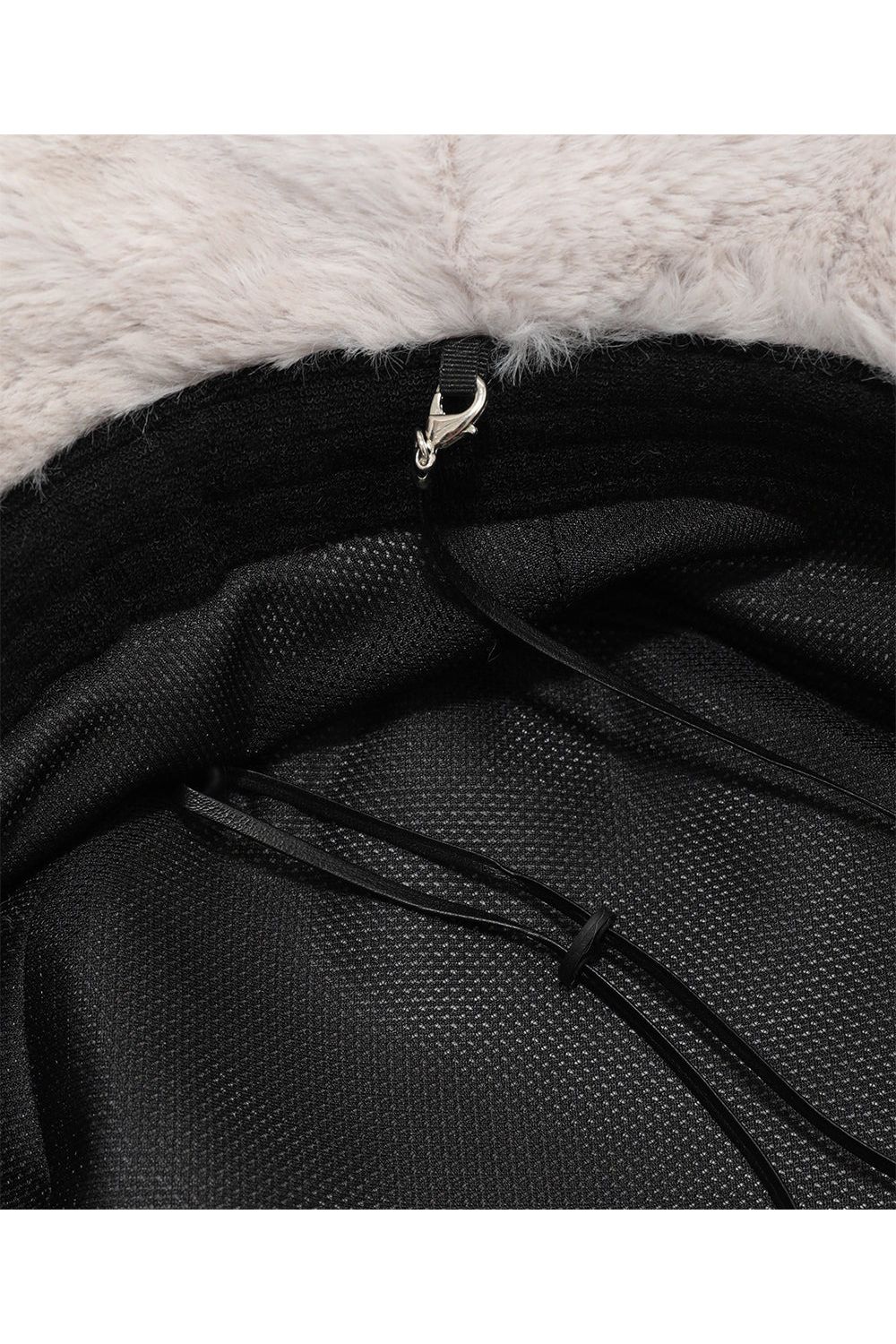 SPECTRA FAUX FUR BUCKET HAT / エコファー ラインストーン スカルワッペン バケットハット (ホワイト)