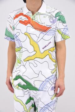 【26SS】 AXON CAMO MESH PERFORMANCE POLO / メッシュ素材 カモフラージュプリント ポロシャツ (ホワイト)