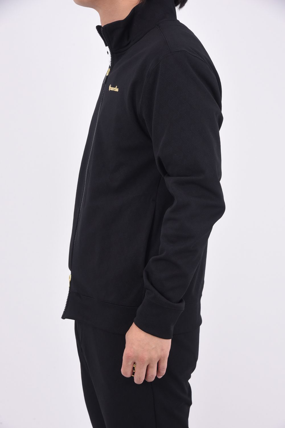 【25AW】 JACQUARD STAND COLLAR JACKET / ジャガード スタンド カラージャケット (ブラック)*