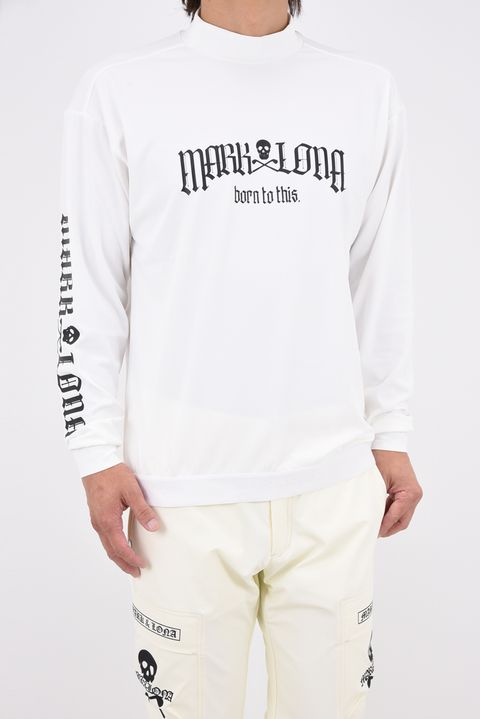 【26AW】 FRACTUR SMOOTH MOCK NECK / ブラックレターフォントロゴ ロングスリーブ モックネックTシャツ (ホワイト)