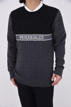 CREW NECK / 113Gロゴ ケーブル編み クルーネックニット (ブラック)