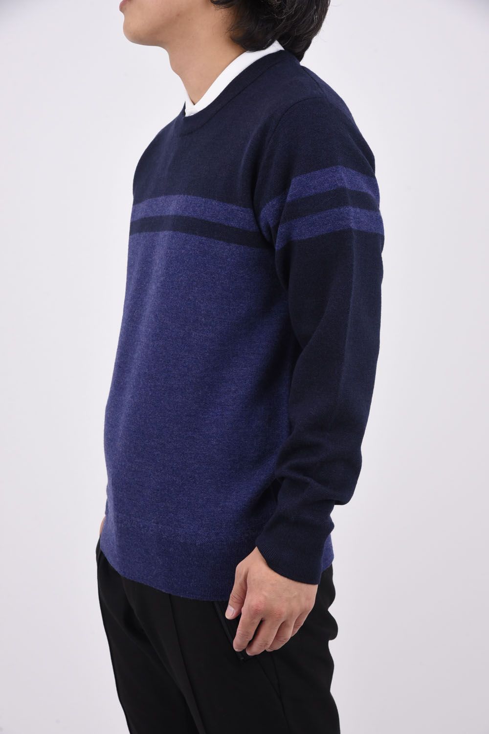 福袋 公式 MEN'S - BRIEFING MERINO KNIT CREWNECK LOGO STRIPE WOOL メンズウェア