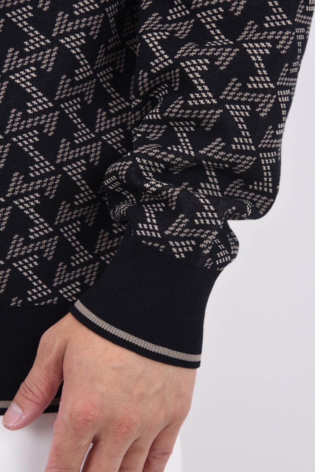 【25AW】 GM JACQUARD LIGHT KNIT / GMジャカード クルーネック ライトニット (ブラック)*