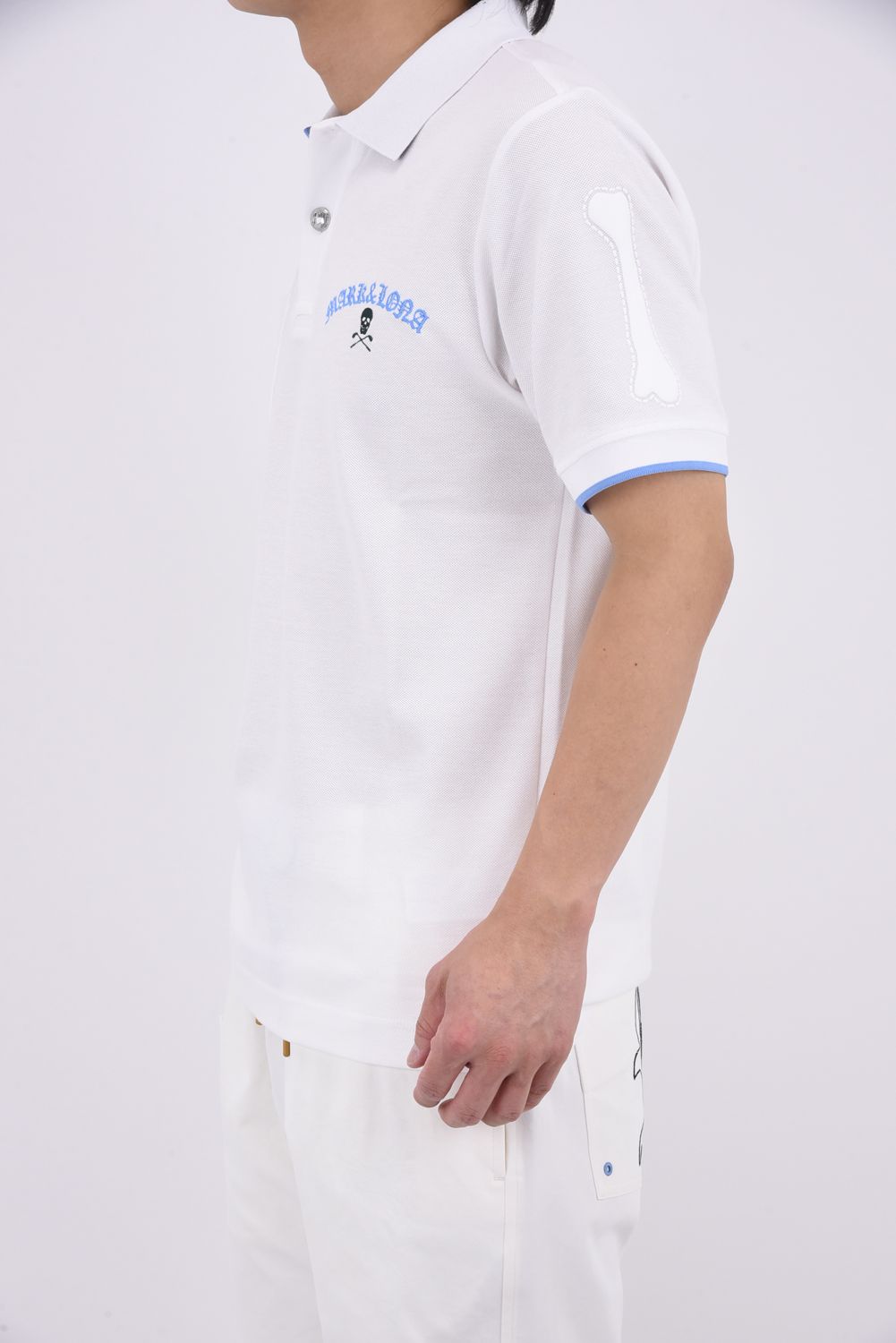 【26SS】 BONES PIQUE POLO / カノコ素材 ジャパンメイド BONEプリント ポロシャツ (ホワイト)