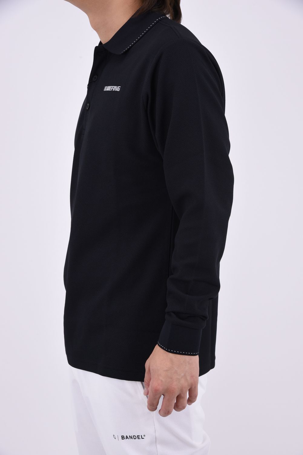 【26AW】 MEN’S BASIC LS POLO / ベーシック ブランドロゴ 長袖ポロシャツ (ブラック)