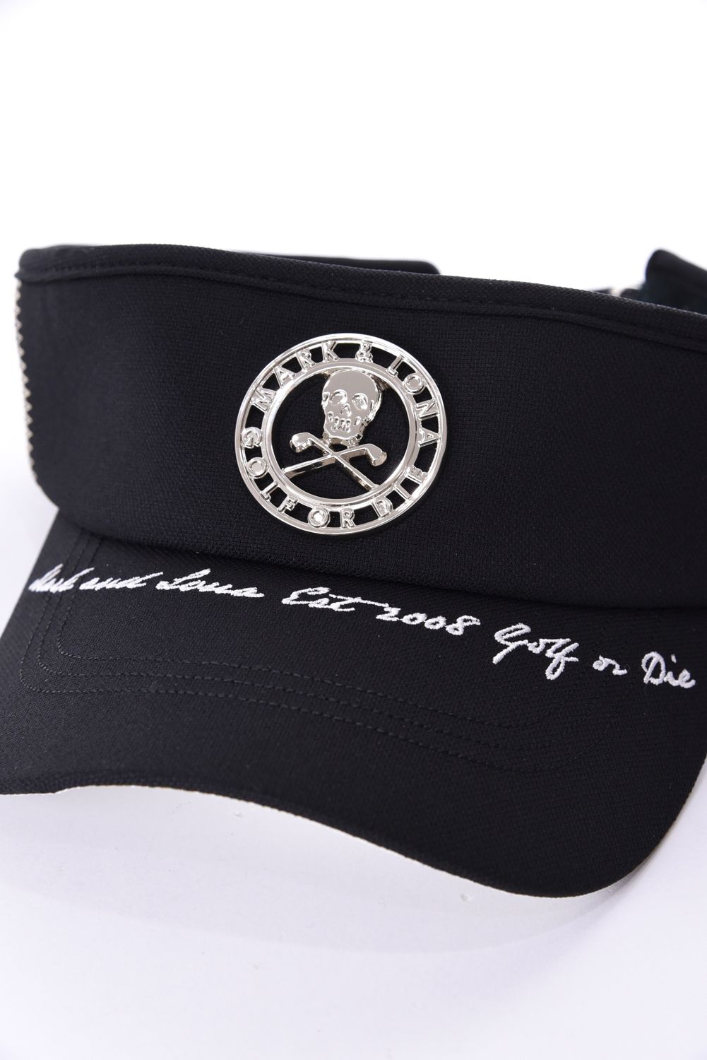 【26AW】 CHROME SKULL VISOR / サークルスカルバッジ リネンライク サンバイザー (ブラック)