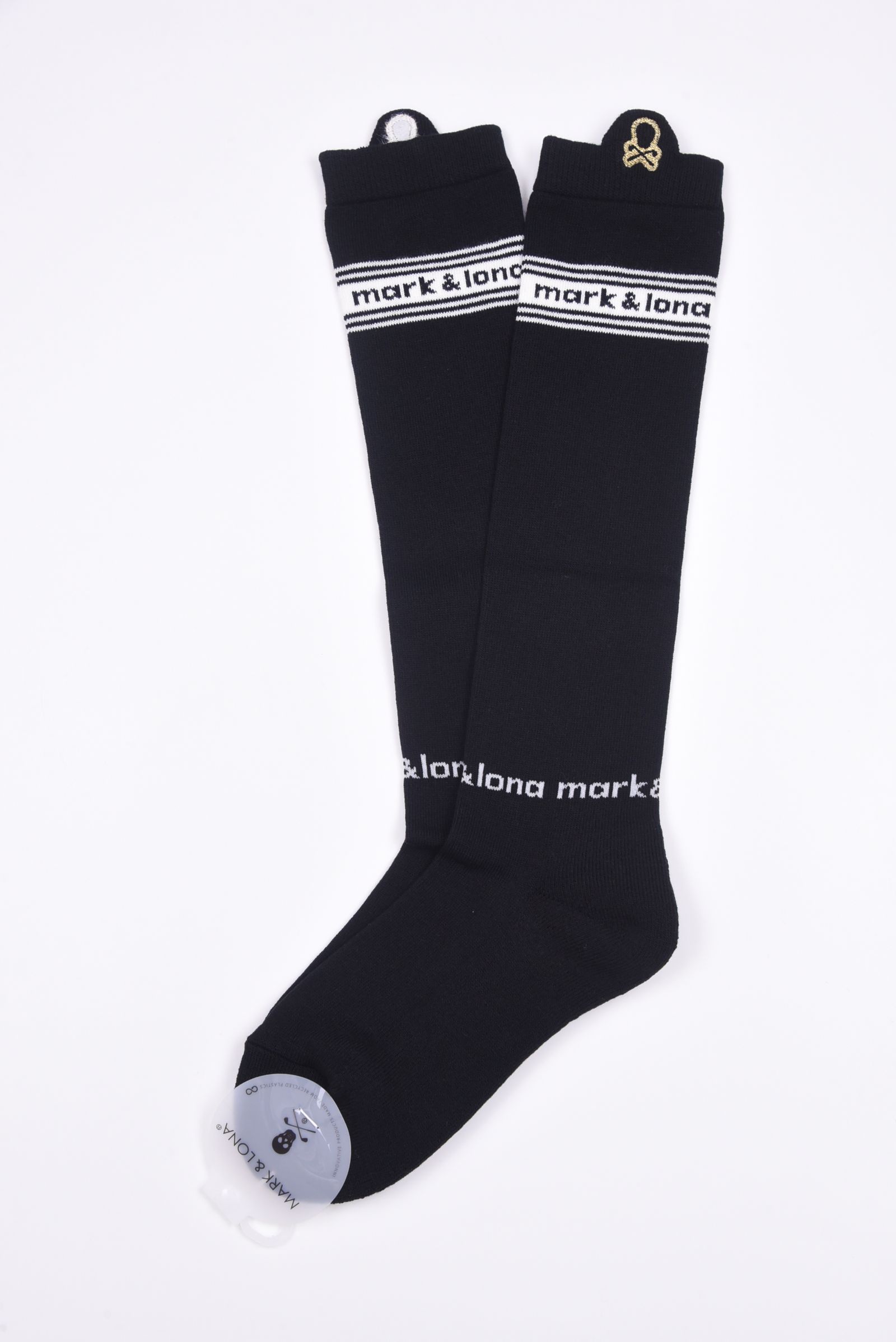 【レディース】 BUENA HIGH SOCKS / ロゴジャカード メタリック刺繍 ハイソックス (ブラック)