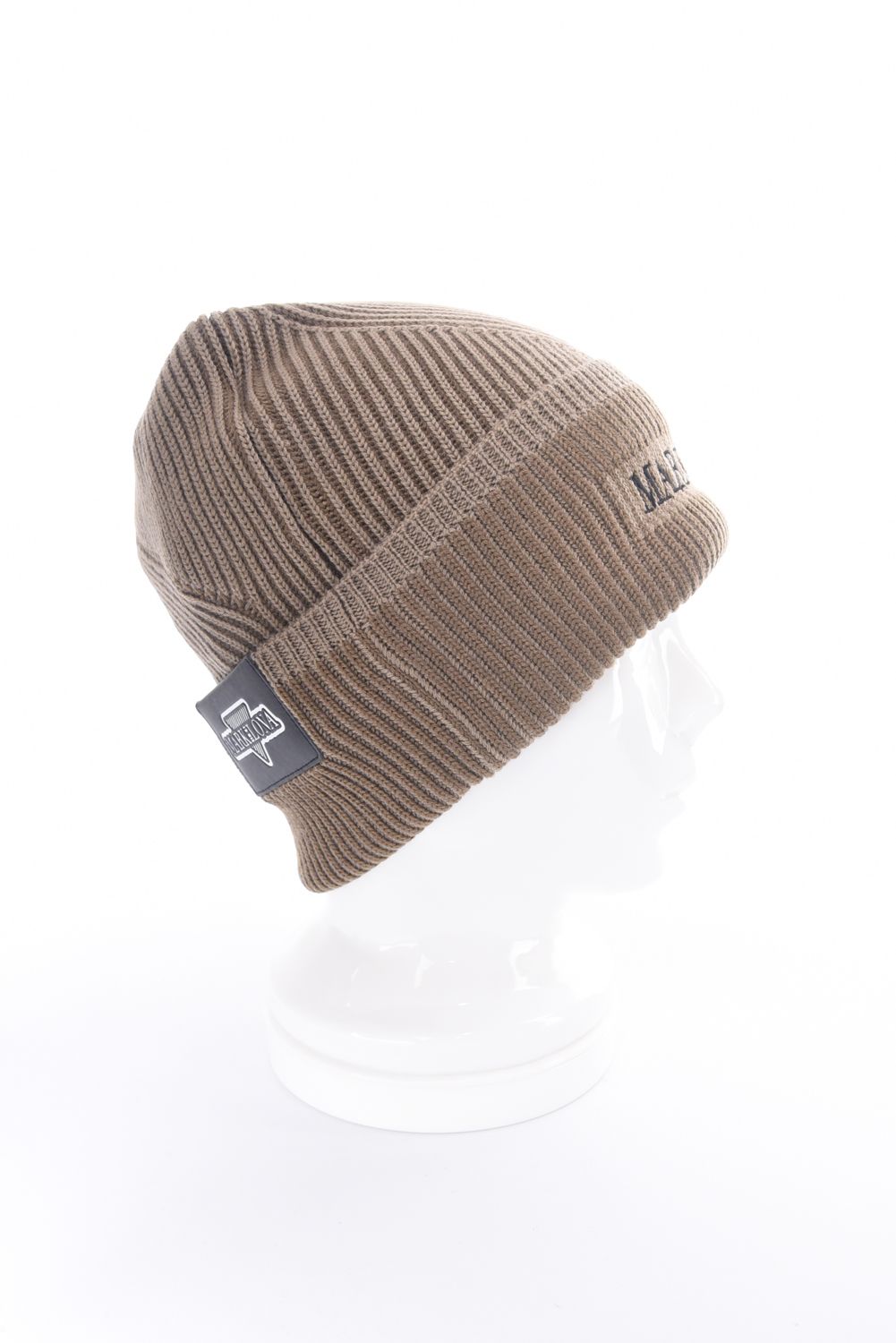 【CODE COLLECTION】 SWBN / 変則リブ編み プリントネーム ニットキャップ (ブラウン)