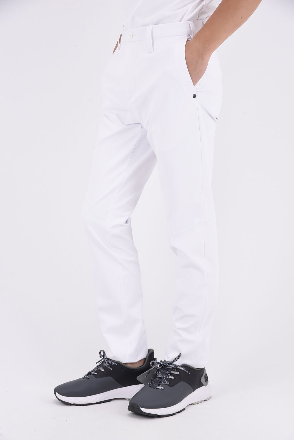 MENS SUMMER BASIC PANTS / ベーシック フルレングス ストレッチ サマー パンツ (ホワイト)