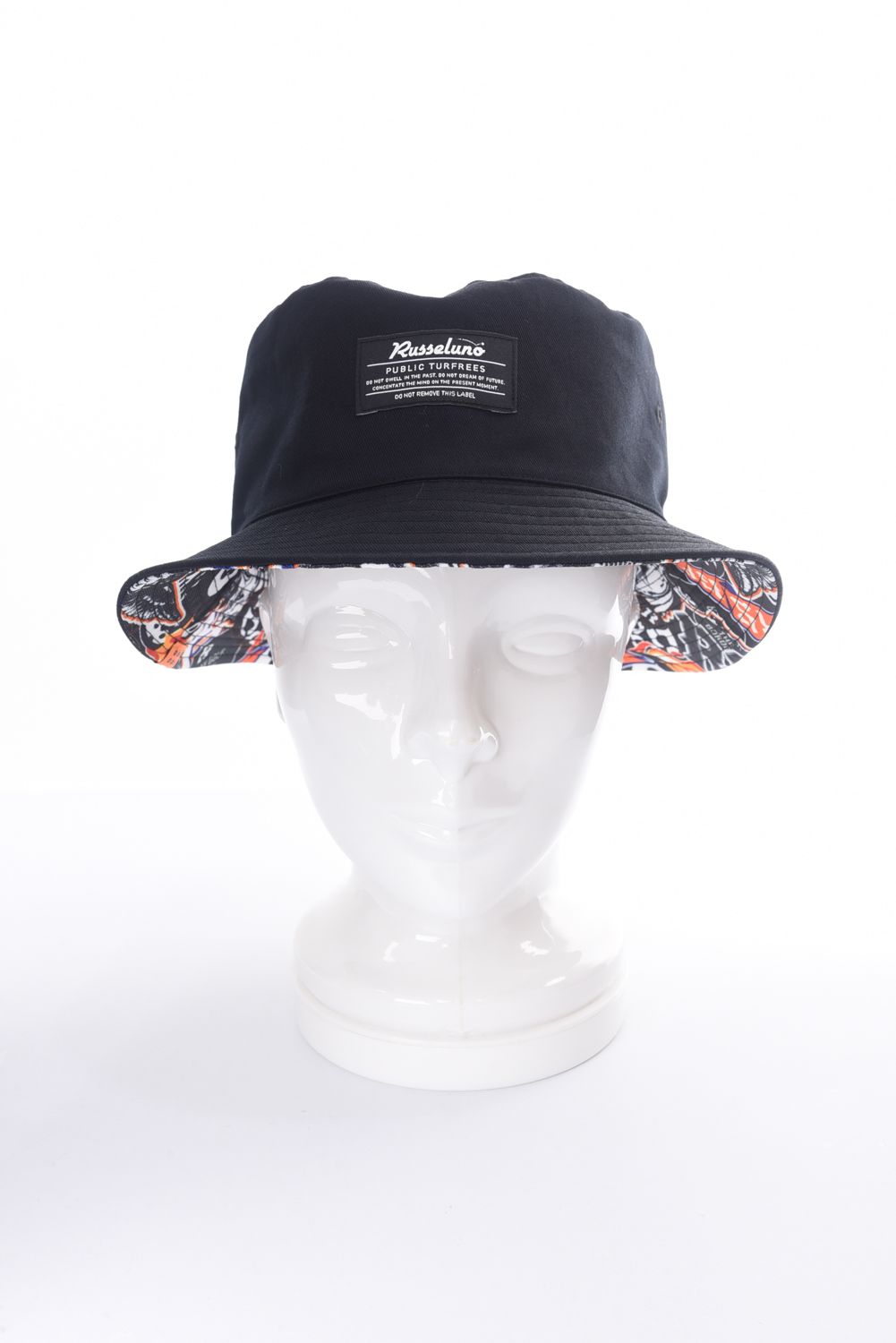 RUSSELUNO - REVERSIBLE BUCKET HAT (MULTI LOGO) / マルチロゴグラフィック リバーシブル バケットハット  （ブラック） | GOSSIP GOLF