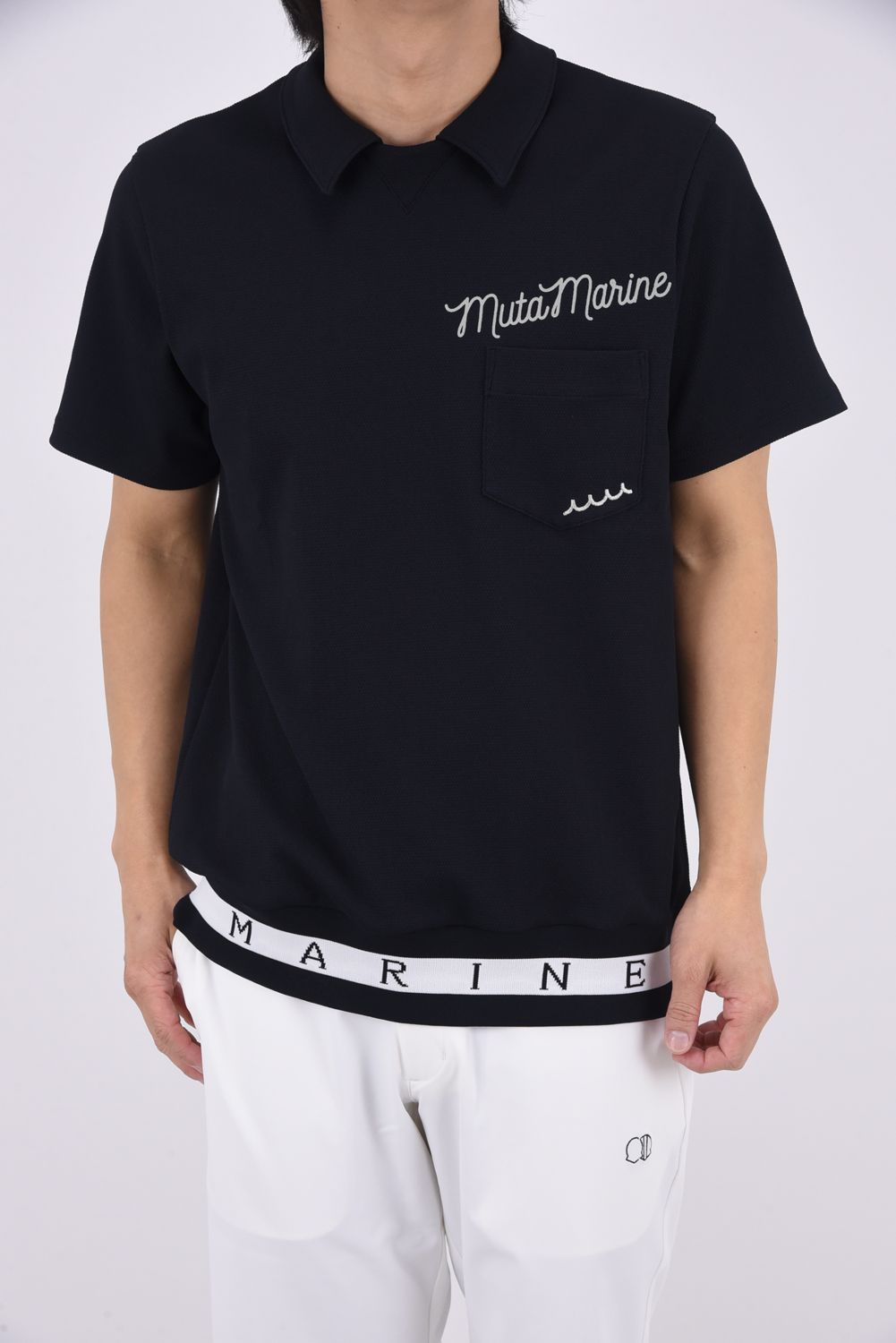 【26SS】 POPCORN KNIT HEM RIB PULL POLO / ポップコーンニット ヘムリブ ポロシャツ (ブラック)