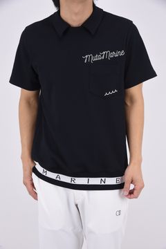 【26SS】 POPCORN KNIT HEM RIB PULL POLO / ポップコーンニット ヘムリブ ポロシャツ (ブラック)