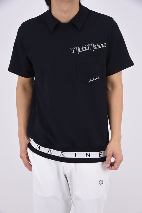 【26SS】 POPCORN KNIT HEM RIB PULL POLO / ポップコーンニット ヘムリブ ポロシャツ (ブラック)