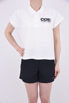 【レディース】【CODE COLLECTION】 CD10-ESPL / CDEシリーズ ボックスシルエット フレンチスリーブ ポロシャツ (ホワイト)