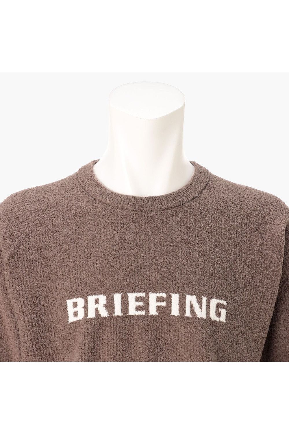 【26AW】 MEN’S AIRY YARN KNIT CREWNECK / エアリーファブリック ブランドロゴ クルーネックニット (モカ)