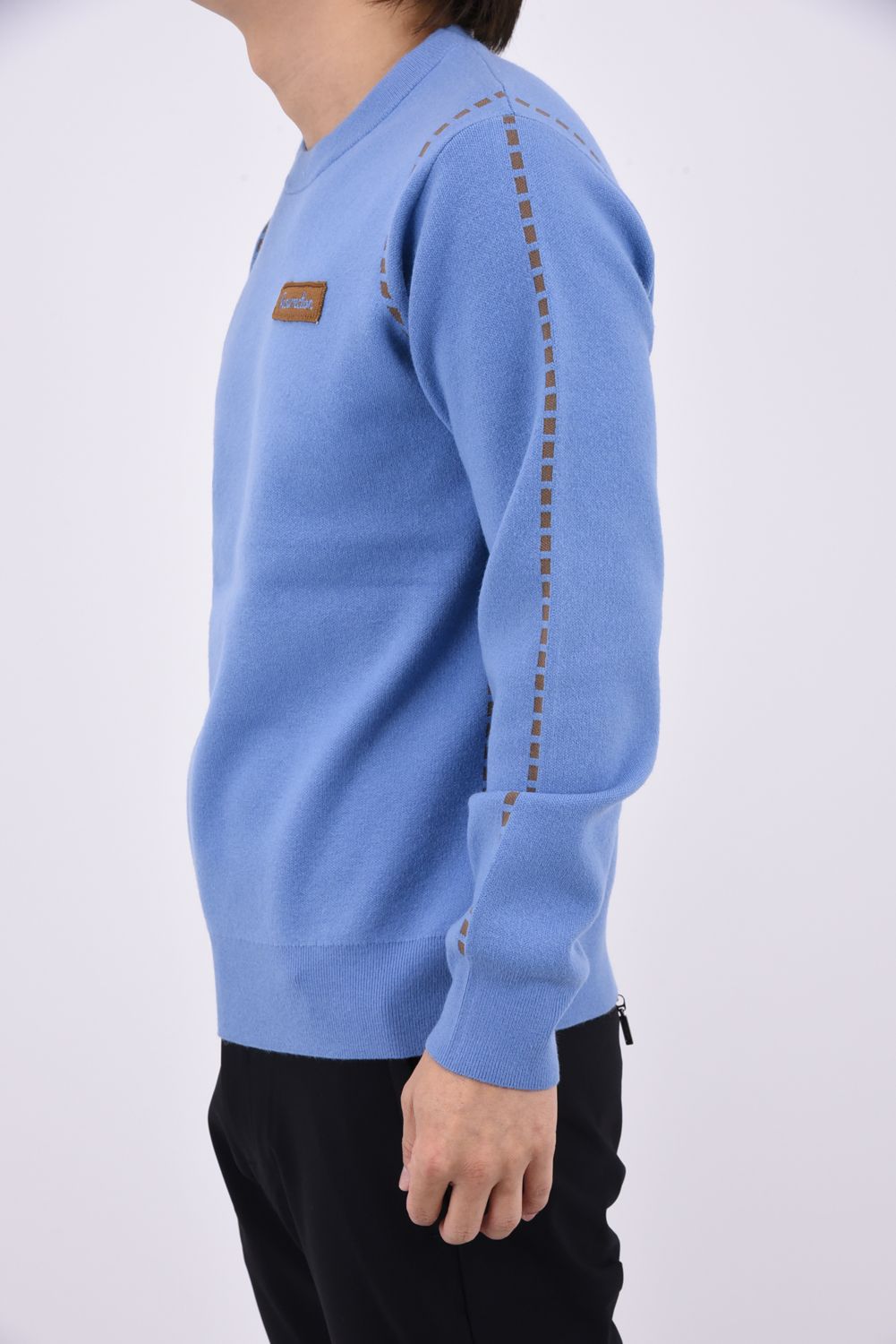 【26AW】 STITCHING LINE KNIT / ステッチングライン クルーネックニット (ブルー)*