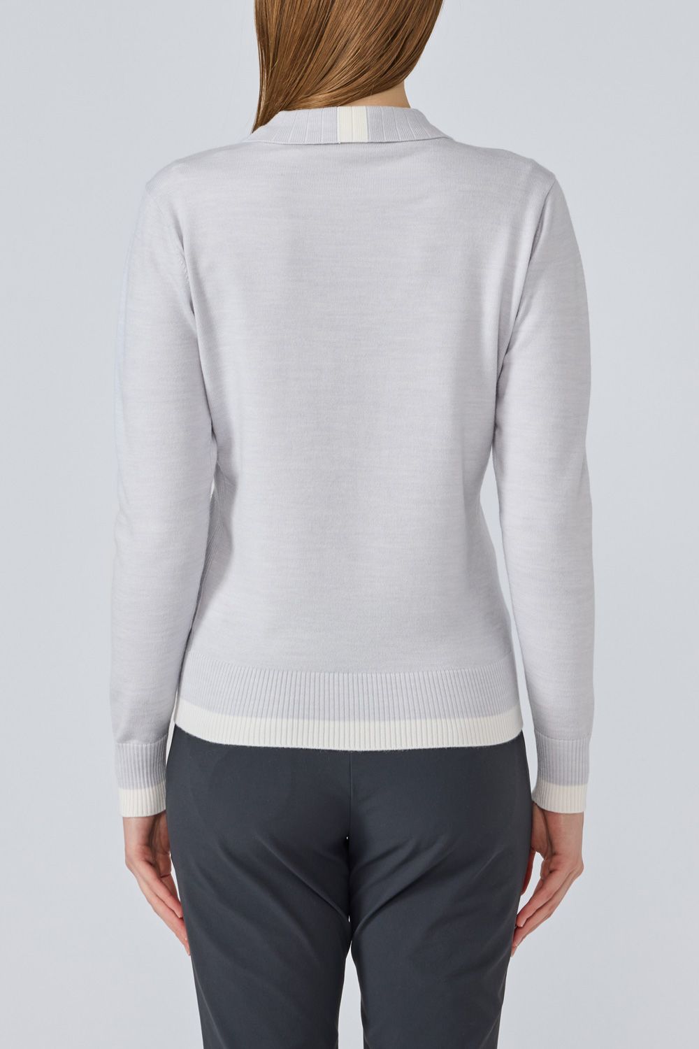 【25AW】【レディース】 ウール混襟付きプルオーバーセーター (グレー)