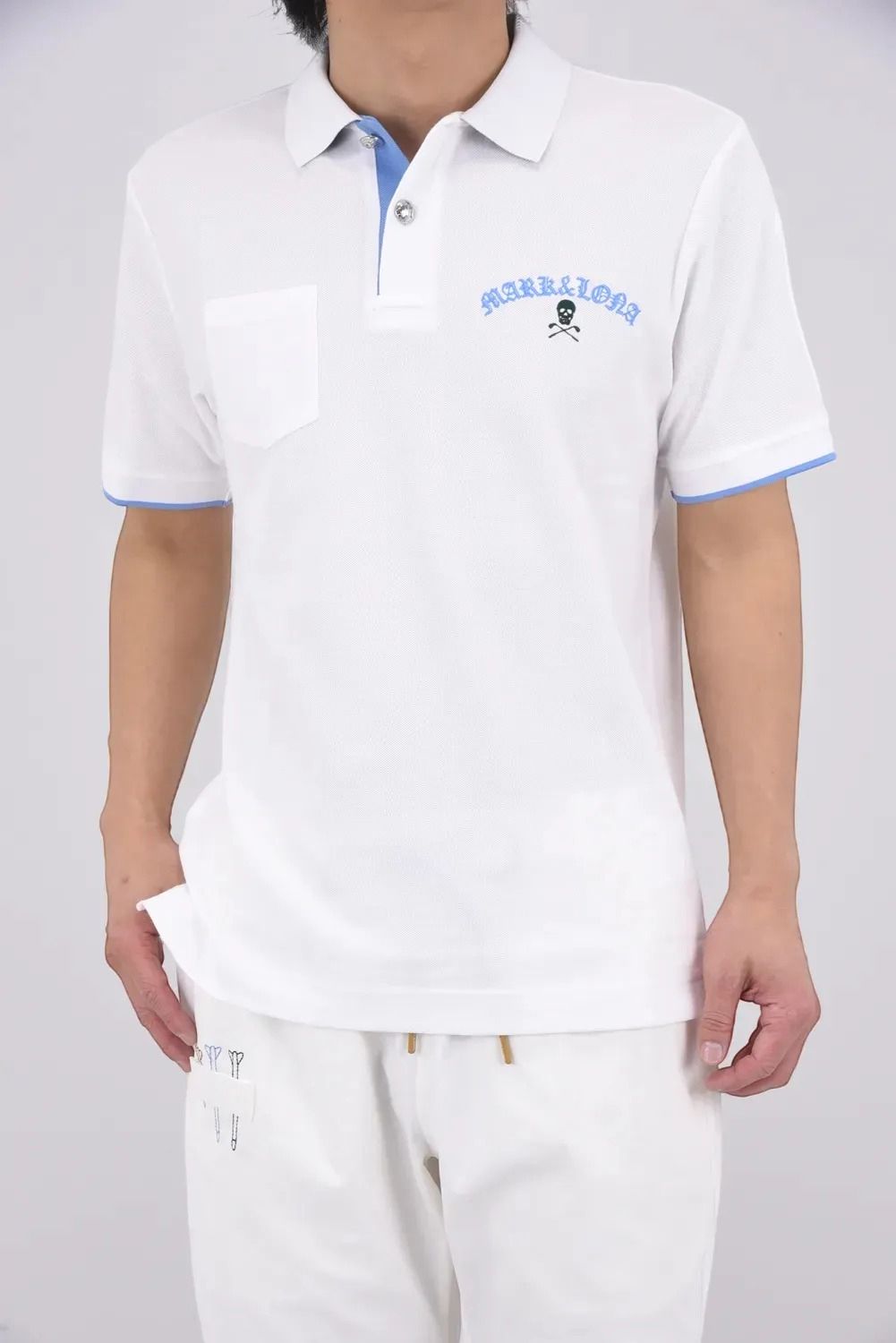 【26SS】 BONES PIQUE POLO / カノコ素材 ジャパンメイド BONEプリント ポロシャツ (ホワイト)