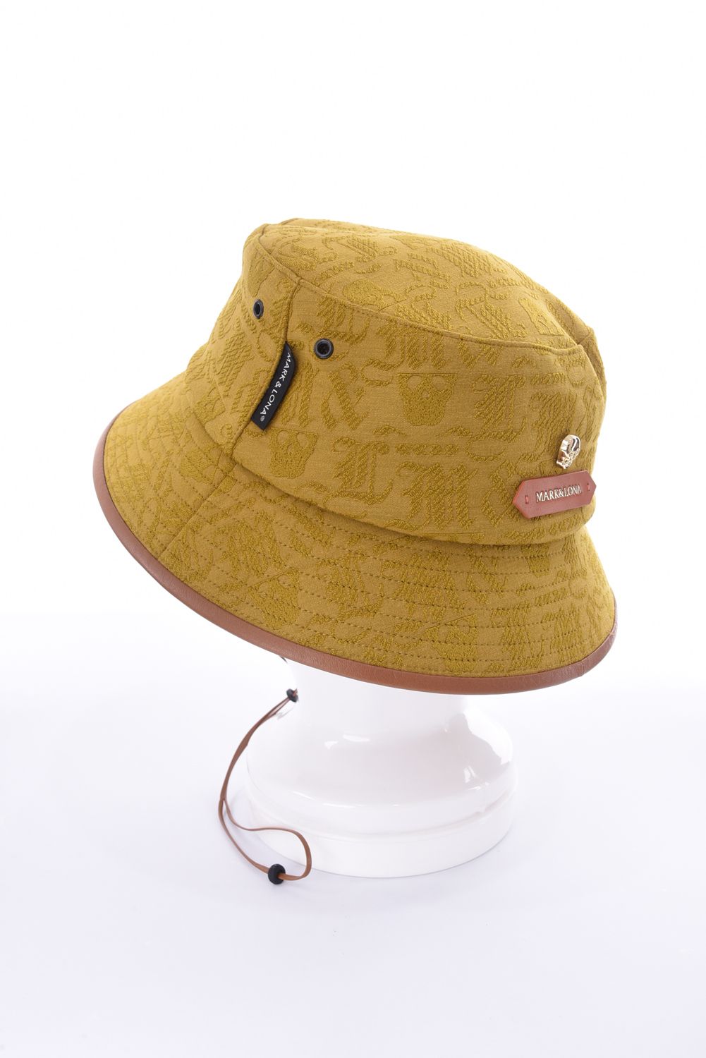 ESSENCE BUCKET HAT / オリジナルロゴジャカード ドローコード付き バケットハット (ブラウン)