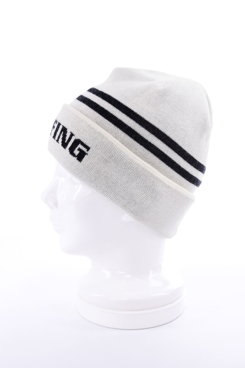 【26AW】 MEN’S WR WOOL KNIT DOUBLE LINE LOGO BEANIE / ブランドロゴ ダブルライン ニットビーニー (ホワイト)