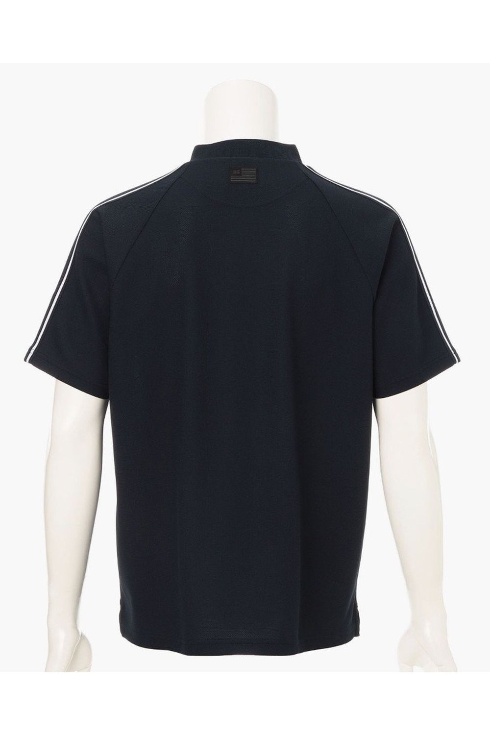 【26SS】 MEN'S LINE HIGHNECK RF / カノコ生地 ラインロゴテープ リラックスフィット モックネックTシャツ (ネイビー)