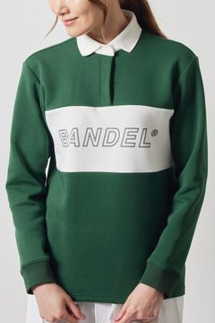 【レディース】 COLOR BLOCK L/S RUGBY POLO / フロントロゴ バイカラー ロングスリーブ ラグビーポロシャツ (グリーン/ホワイト)