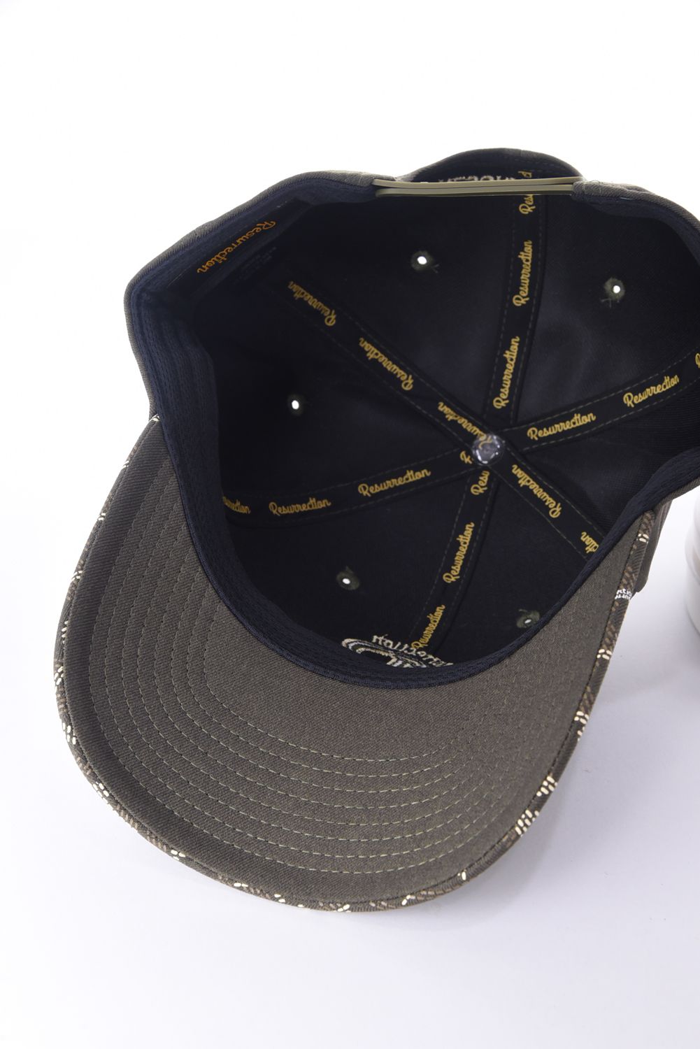 GM BRIM CAP / RRロゴ刺繍 オリジナルテキスタイル ブリムキャップ (カーキ)