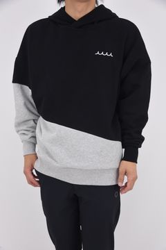 【25AW】【ユニセックス】 BIG PULLOVER HOODIE (BICOLOR) / ビッグシルエット バイカラー プルオーバーパーカー (ブラック)