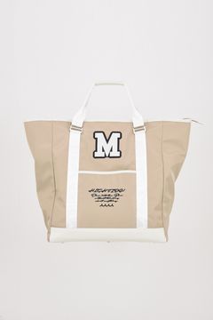 BIG TOTE BAG / ナイロン ビッグロゴ BIGトートバッグ (ショルダーストラップ付き) (ベージュ)