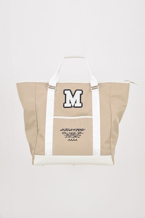 BIG TOTE BAG / ナイロン ビッグロゴ BIGトートバッグ (ショルダーストラップ付き) (ベージュ)