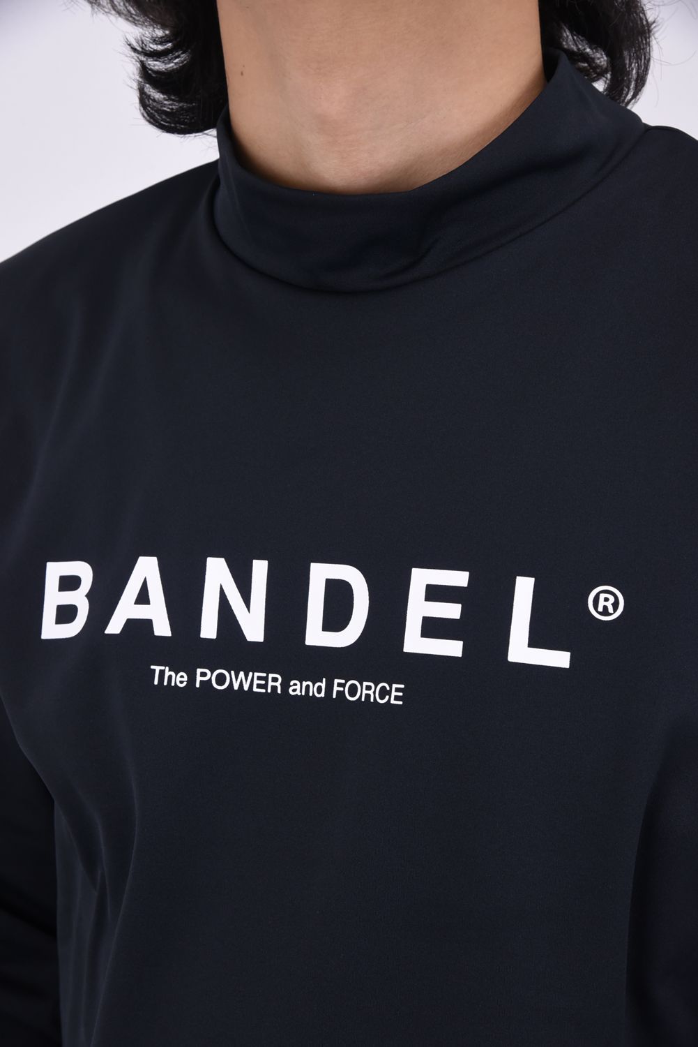 BASIC LOGO L/S MOCK NECK SHIRTS / ブランドロゴ ロングスリーブ モックネックシャツ (ブラック)