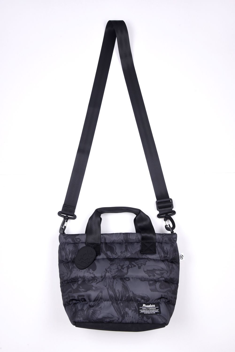 PADDED CART BAG (ANGEL) / 総柄 パデッドカートバッグ (ブラック)