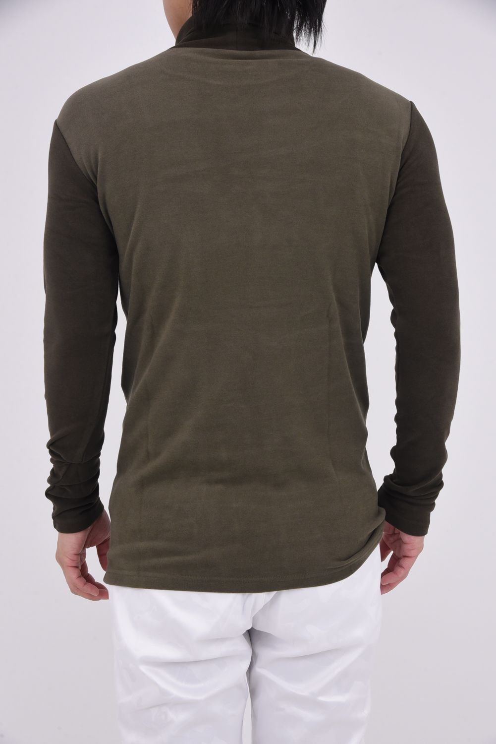 【2025AW】 IC●N MOCK NECK LAYER / フリース素材 サークルスカル ロングスリーブ モックネックTシャツ (カーキ)