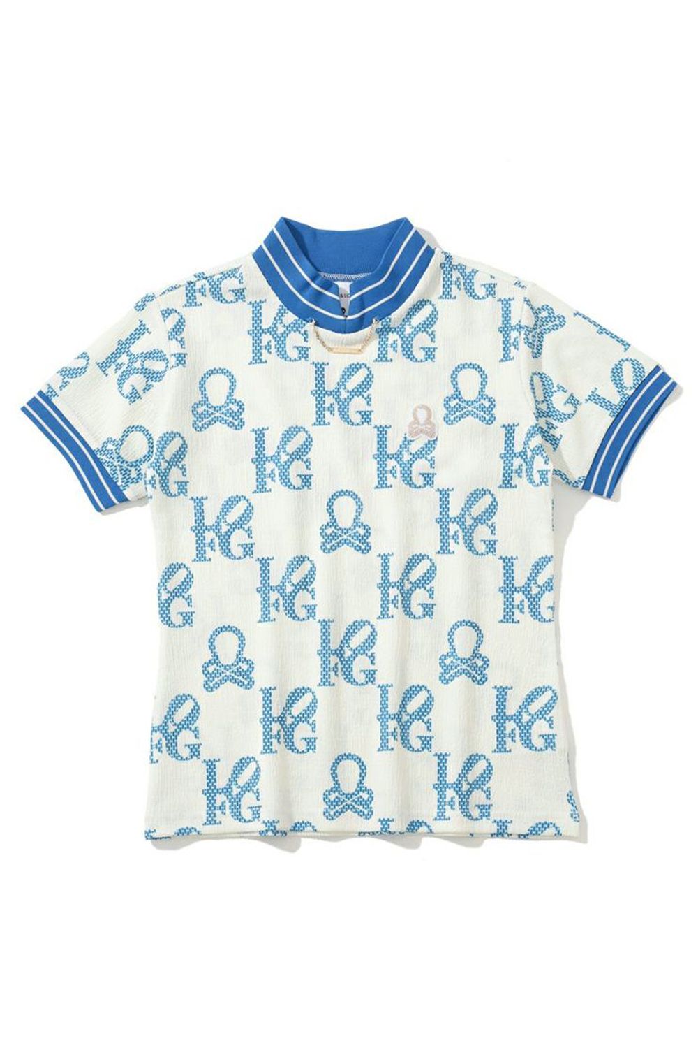 【25SS】【レディース】 EVER MONOGRAM MOCK NECK TEE / ブランクスカル チェッカーフラッグモノグラム モックネックTシャツ (ホワイト)