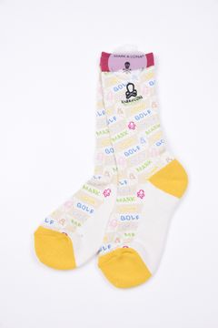 【レディース】 DÉPÊCHE COLOR BLOCK CREW SOCKS / ジオメトリックパターン ハイクルーソックス (ホワイト)