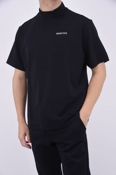 MENS BIAS HIGH NECK / ブランドロゴ モックネック Tシャツ (ブラック)