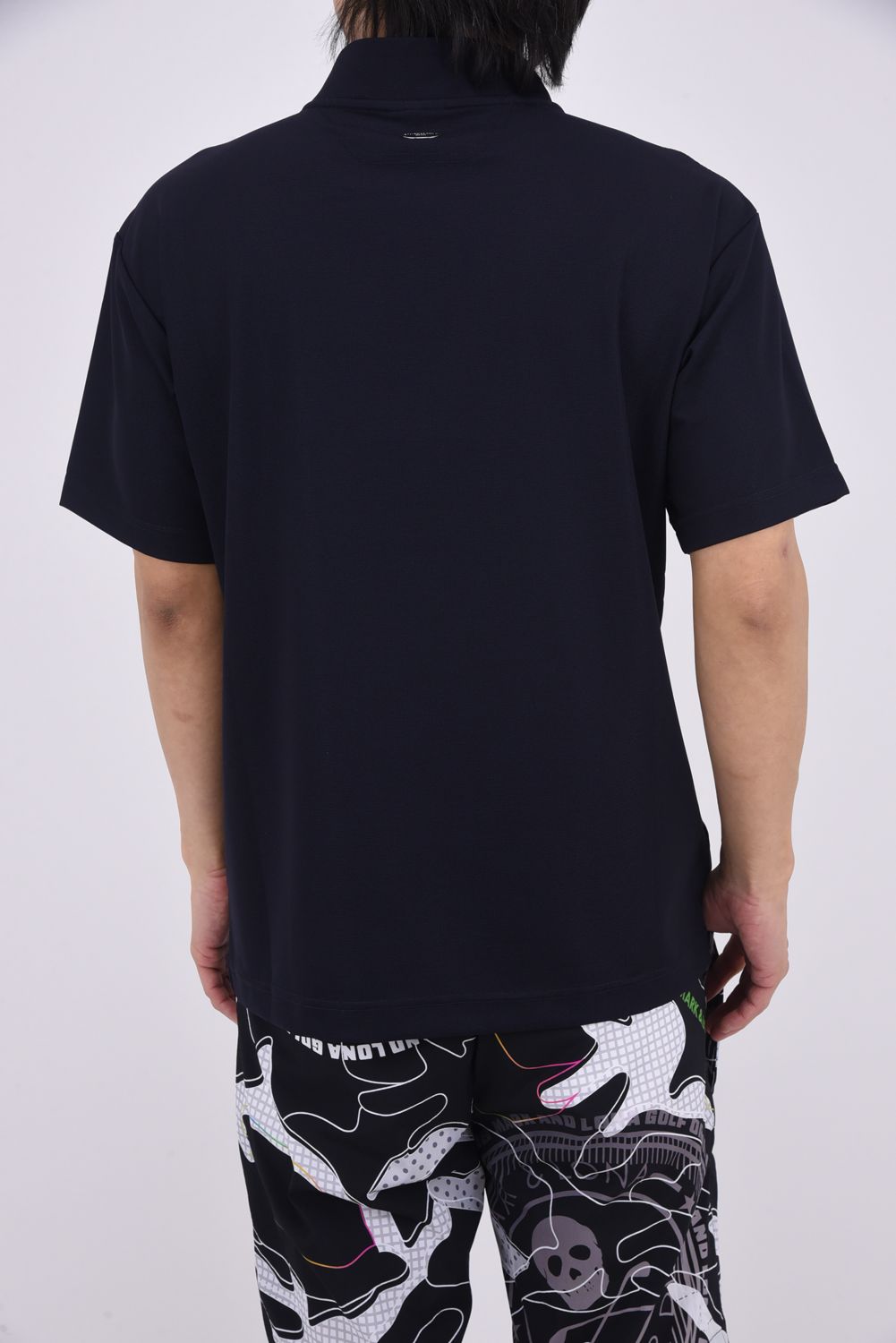 【26SS】 CROCE WAFFLE MOCK NECK TEE / ナイロンワッフル ブラックレターロゴ モックネックTシャツ (ネイビー)
