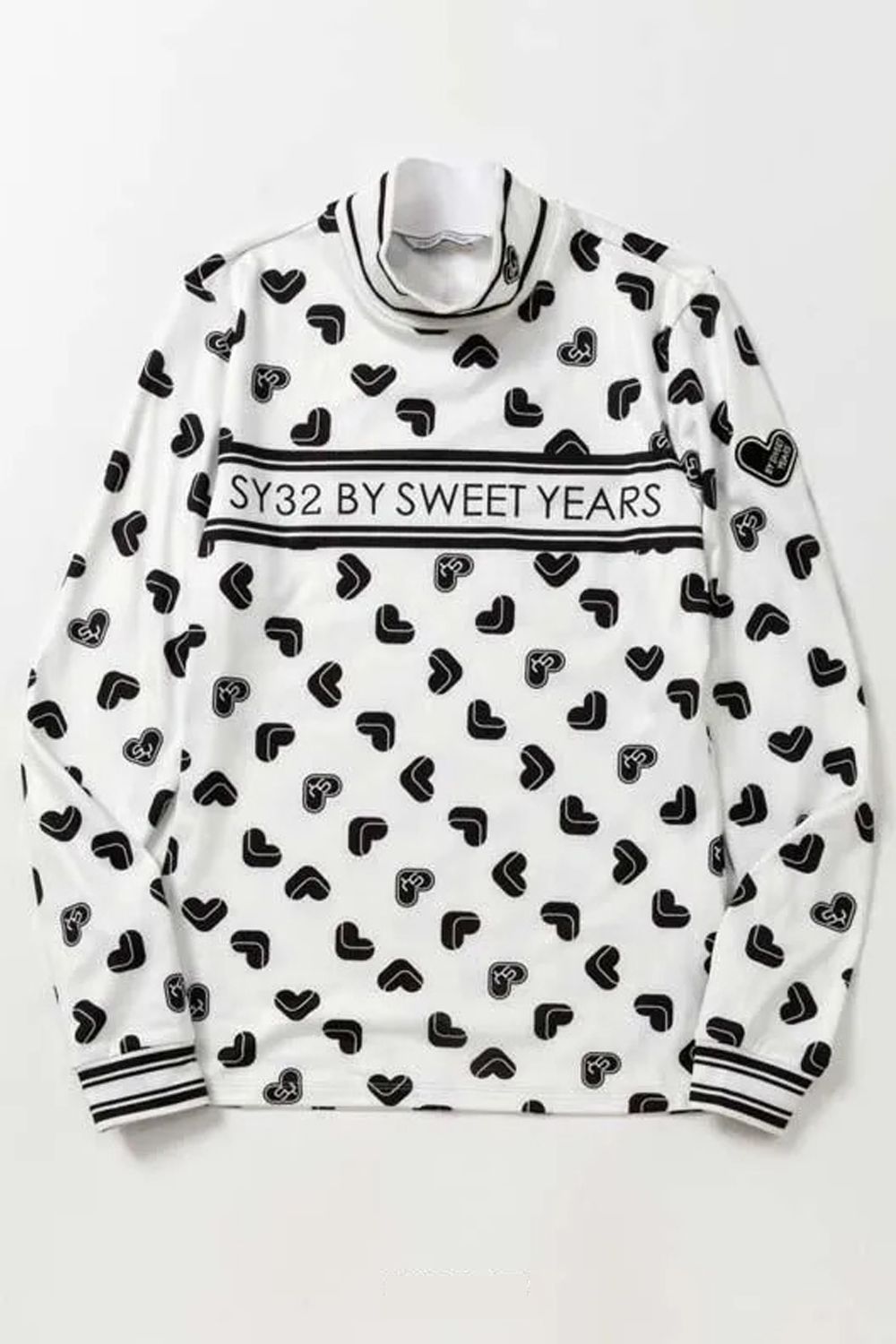 【25AW】【レディース】 SWEET LOGO PRINTED L/S MOCK / ハートロゴモノグラム ロングスリーブ フリースモックネックシャツ (ホワイト)*