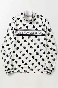 【25AW】【レディース】 SWEET LOGO PRINTED L/S MOCK / ハートロゴモノグラム ロングスリーブ フリースモックネックシャツ (ホワイト)*